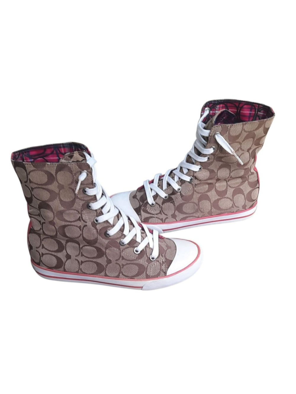 Coach Bonney Sneakers Womens size 7.5 Logo Fold Colorful High Tops Tennis Shoes